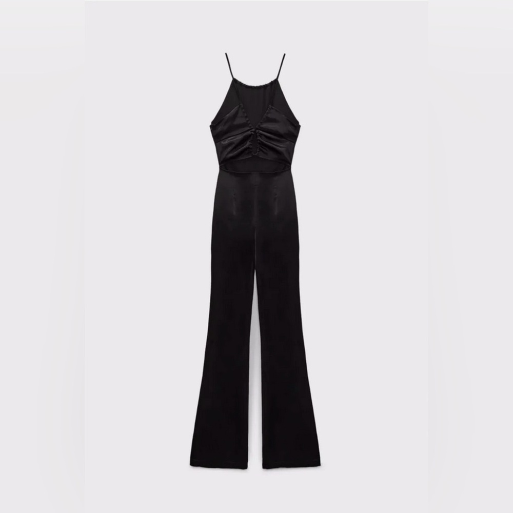 NWT Zara Flared Satin Halter Jumpsuit 1165 / 332